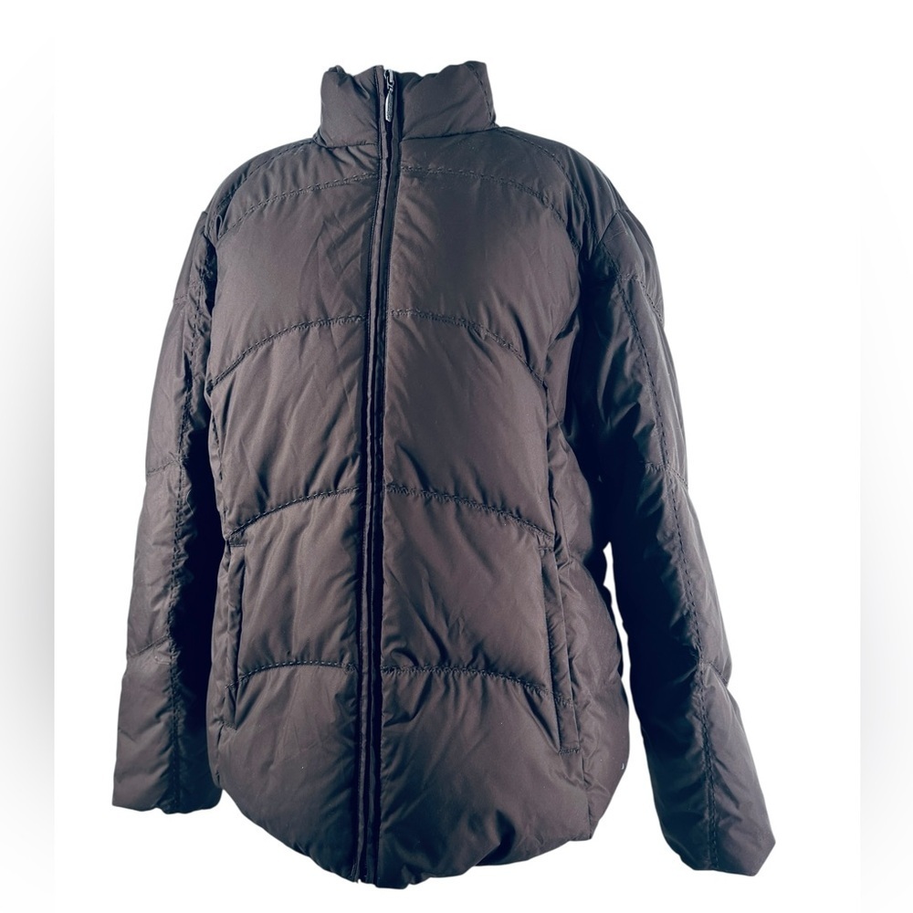Eddie Bauer puffer coat premium goose down chocolate brown neutral winter sz xl